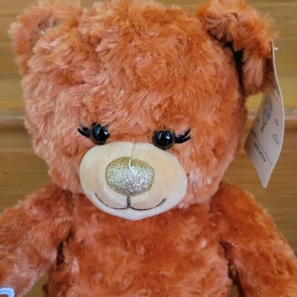 Build A Bear Pumpkin Spice Bear Plush Orange Curly Glitter NWT. Super soft. - Picture 5 of 9
